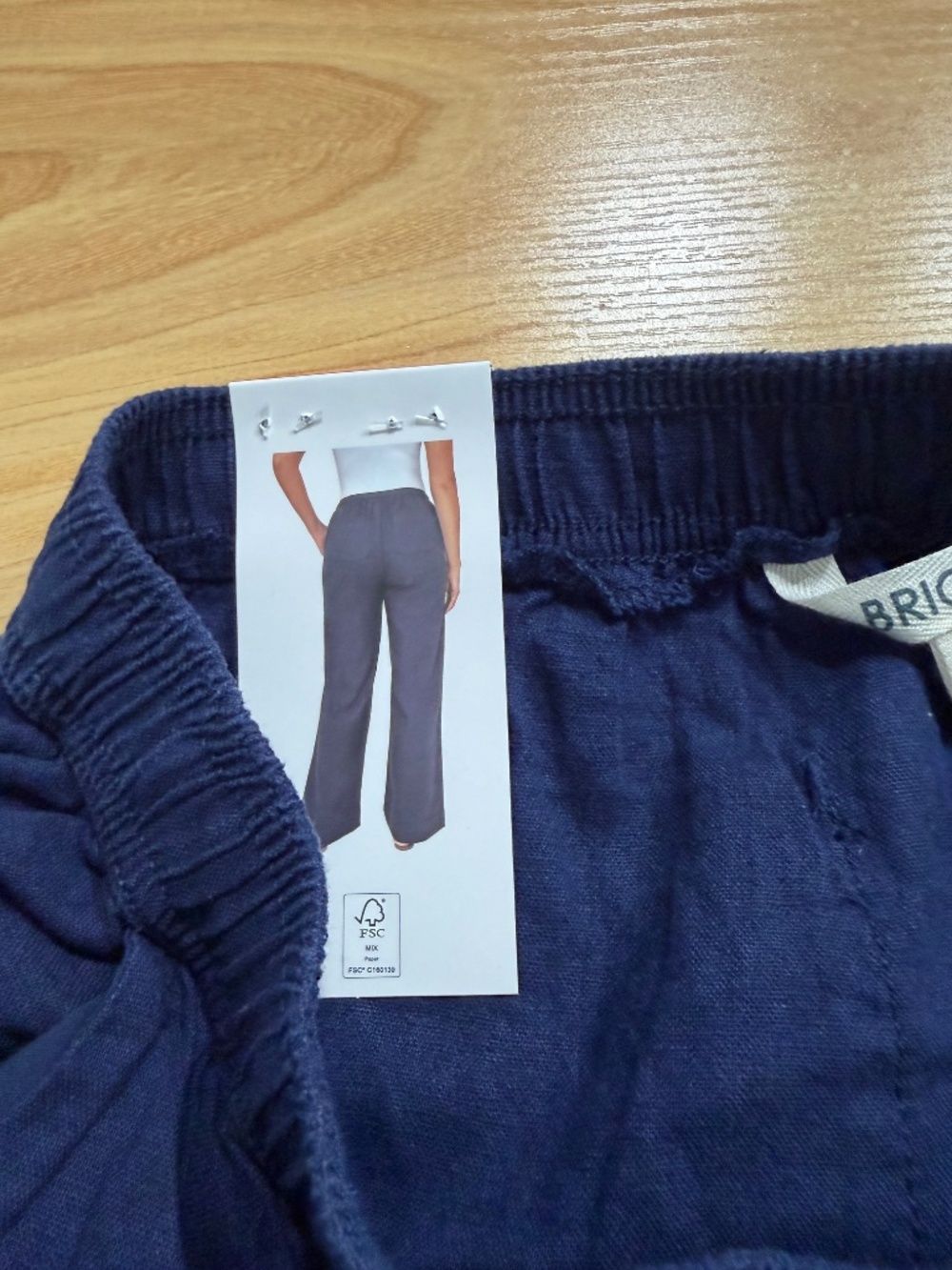Briggs Womens Pull On Navy Linen Blend Wide Leg Pant Medium - Picture 5 of 11